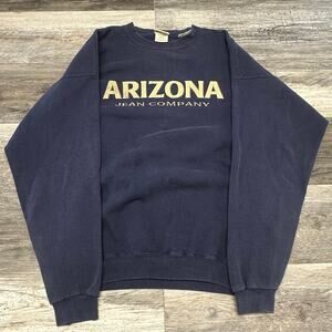 Vintage 90s Arizona Jean Company Blue Mens XLT Spell Out Pullover Sweatshirt USA